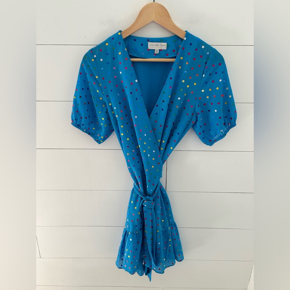 Never Fully Dressed Blue Polka Dot Mini Dress - Picture 3 of 7